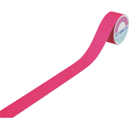 緑十字　滑り止めテープ　蛍光ピンク　ＡＳＳ－５５ＦＰ　５０ｍｍ幅×５ｍ　塩ビ＋鉱物粒子　屋内外兼用＿
