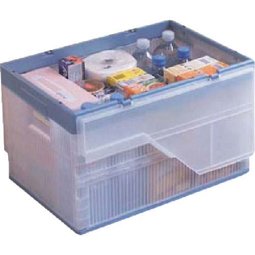 ＩＲＩＳ　２０２７３３　フタ付おりたたみコンテナ　５３Ｌ　クリア／ブルー＿