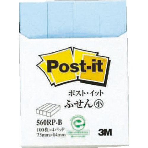 ３Ｍ　ポスト・イット　７５Ｘ１４ｍｍ　１００枚Ｘ４パッド　ブルー＿