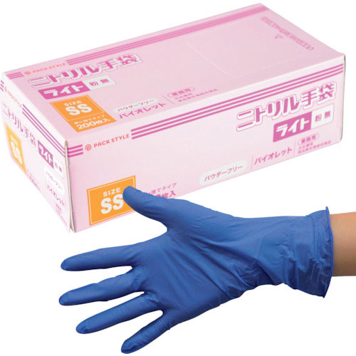 パックスタイル　ニトリル手袋ライト粉無　ＳＳ　紫Ｈ＿