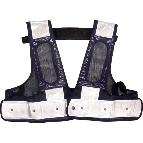 ミズケイ　フルハーネス用ＬＥＤ安全ベスト／赤ＬＥＤ　装着できるんです　紺／白＿