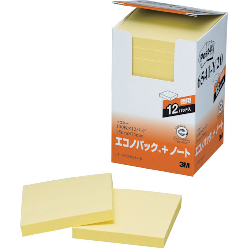 ３Ｍ　ポスト・イット　７５Ｘ７５ｍｍ　１００枚Ｘ１２パッド　イエロー＿