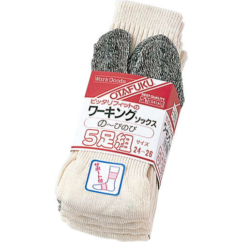 おたふく　７５１　フィットワーキングソックス　キナリ　タビ型　５足組＿
