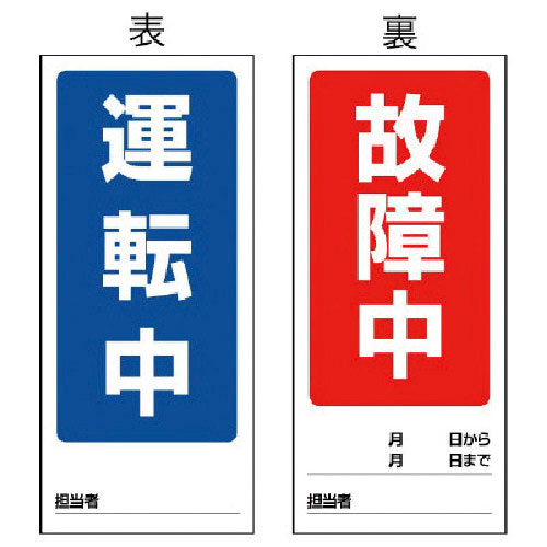 ユニット　両面表示マグネット標識　運転中／故障中・１８０Ｘ８０＿