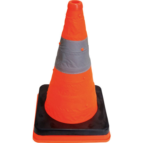 ミズケイ　伸縮式三角コーン４１ｃｍ（オレンジ）コーン＋ウエイトセット＿