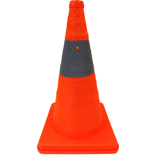 ミズケイ　伸縮式三角コーン　４１ｃｍ（オレンジ）＿