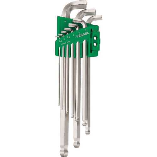 ベッセル　本締めボールポイントレンチ短軸仕様９本組　８２０９ＢＰ　対辺１．５、２、２．５、３、４、５＿