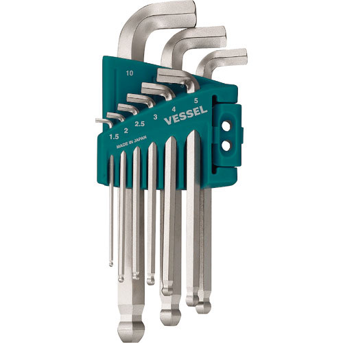 ベッセル　本締めボールポイントレンチ短軸仕様（ショートタイプ）９本組　Ｈ１．５、２、２．５、３、４、＿