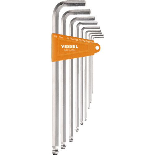 ベッセル　本締めボールポイントレンチ（ロングタイプ）（インチ）９本組　８３０９ＢＰ－ＬＩＮ＿