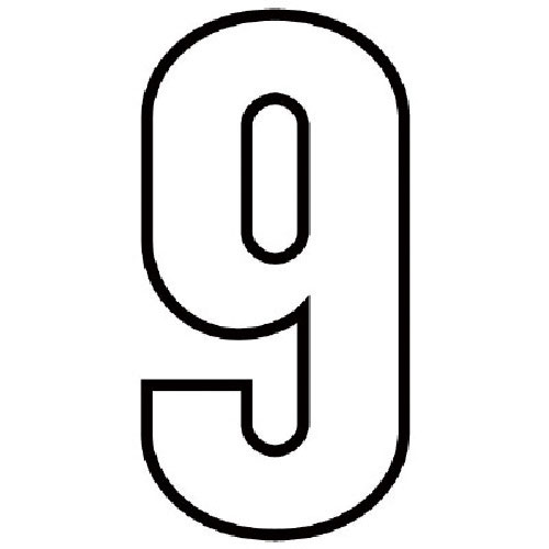 ユニット　路面用番号表示９　白・合成ゴム・天地２８０Ｘ１．２ｍｍ厚＿