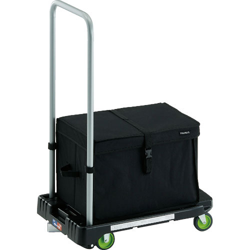 ＴＲＵＳＣＯ　樹脂台車　アクロキャリー　６００Ｘ３９０　ブラック　ストッパー付　ＴＨブレーキ付＿