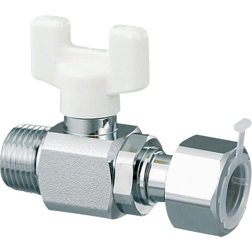 オンダ製作所　ＡＥ６型ボールバルブ　Ｒ１／２　×　ナット付アダプター（Ｇ１／２）＿