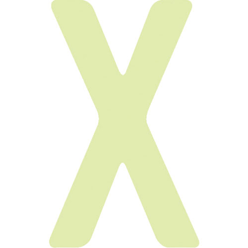 ＩＭ　非常用標識　中輝度蓄光カッテイング文字　英字　Ｘ　粘着シール　５０×３０ｍｍ＿