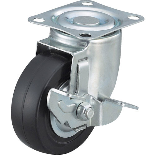 ワコー　エアーキャスター（自在車ストッパー付）　６５ｍｍ　ゴム車＿