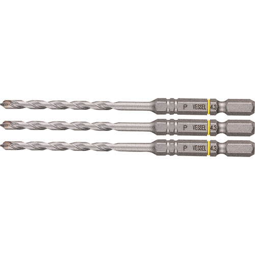 ベッセル　磁器タイル用ドリル　ＡＰＤ　３本組　ドリル径：４．３ｍｍ　有効長：５０ｍｍ＿