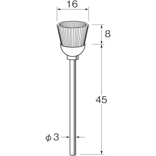 リューター　軸付カップ型ブラシ軸径（ｍｍ）：３毛材：硬鋼線＿