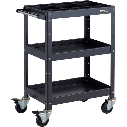ＴＲＵＳＣＯ　ツールワゴン　バーディワゴン　６００Ｘ４００ＸＨ８８０　深３段　１段仕切板付　ブラック＿