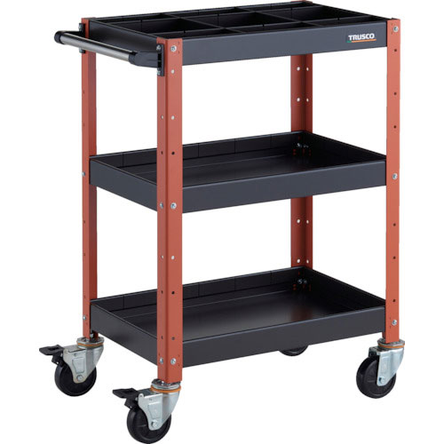 ＴＲＵＳＣＯ　ツールワゴン　バーディワゴン　６００Ｘ４００ＸＨ８８０　深３段　１段仕切板付　ブラック＿