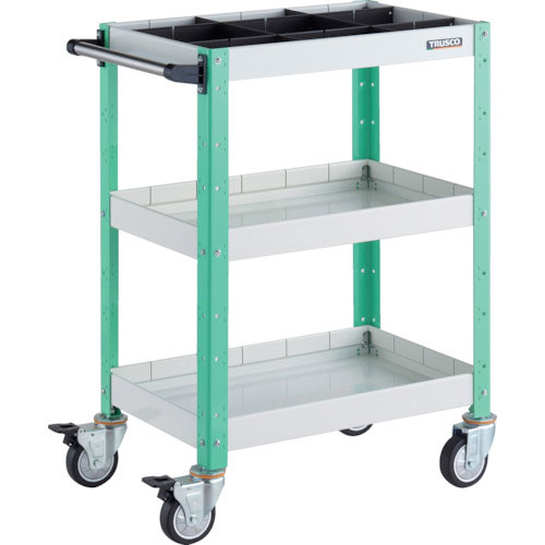 ＴＲＵＳＣＯ　ツールワゴン　バーディワゴン　６００Ｘ４００ＸＨ８８０　深３段　１段仕切板付　ウレタン＿