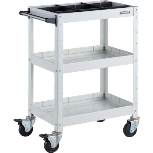 ＴＲＵＳＣＯ　ツールワゴン　バーディワゴン　６００Ｘ４００ＸＨ８８０　深３段　１段仕切板付　ホワイト＿