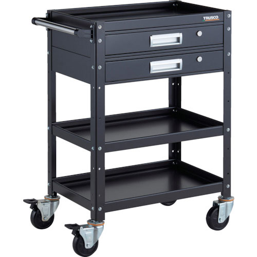 ＴＲＵＳＣＯ　ツールワゴン　バーディワゴン　６００Ｘ４００　引出２段付　ブラック＿