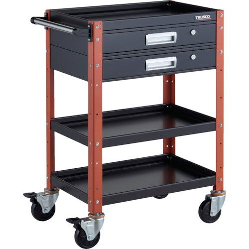 ＴＲＵＳＣＯ　ツールワゴン　バーディワゴン　６００Ｘ４００　引出２段付　ブラック／オレンジ＿