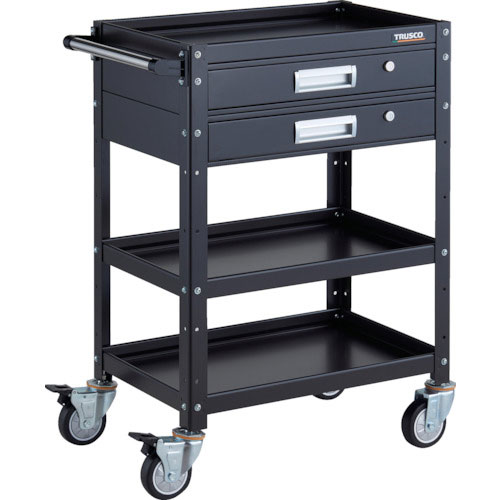 ＴＲＵＳＣＯ　ツールワゴン　バーディワゴン　６００Ｘ４００　引出２段付　ウレタン車輪　ブラック＿