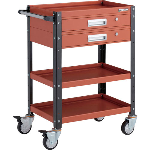 ＴＲＵＳＣＯ　ツールワゴン　バーディワゴン　６００Ｘ４００　引出２段付　ウレタン車輪　オレンジ／ブラ＿