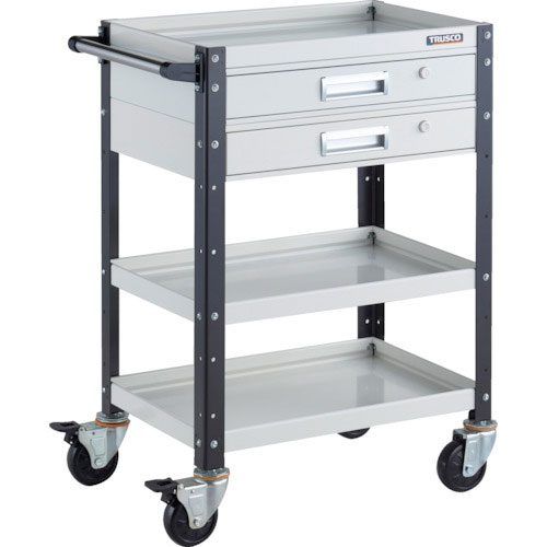 ＴＲＵＳＣＯ　ツールワゴン　バーディワゴン　６００Ｘ４００　引出２段付　ホワイト／ブラック＿