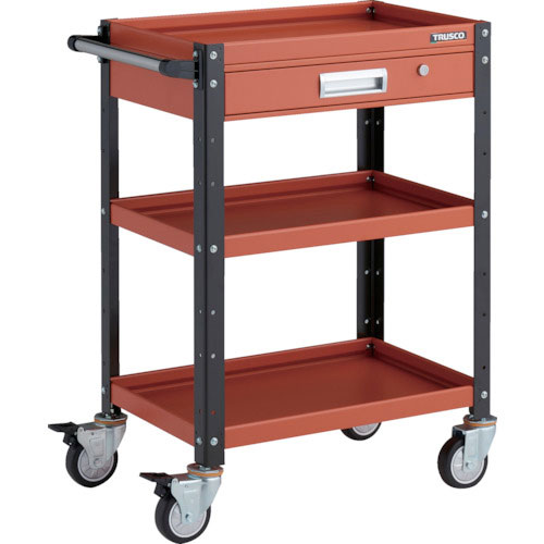 ＴＲＵＳＣＯ　ツールワゴン　バーディワゴン　６００Ｘ４００　引出付　ウレタン車輪　オレンジ／ブラック＿