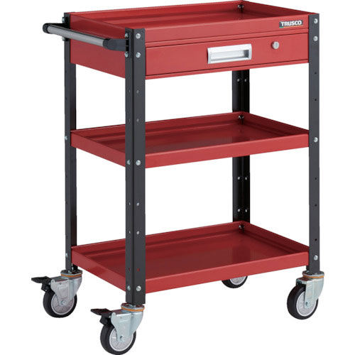 ＴＲＵＳＣＯ　ツールワゴン　バーディワゴン　６００Ｘ４００　引出付　ウレタン車輪　レッド／ブラック＿