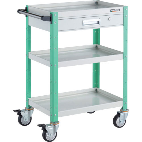 ＴＲＵＳＣＯ　ツールワゴン　バーディワゴン　６００Ｘ４００　引出付　ウレタン車輪　ホワイト／ヤンググ＿