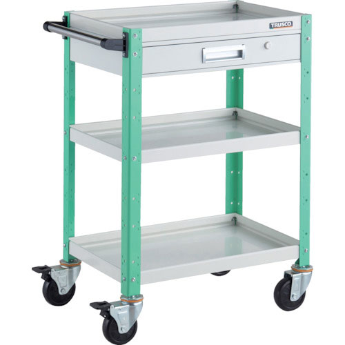 ＴＲＵＳＣＯ　ツールワゴン　バーディワゴン　６００Ｘ４００　引出付　ホワイト／ヤンググリーン＿
