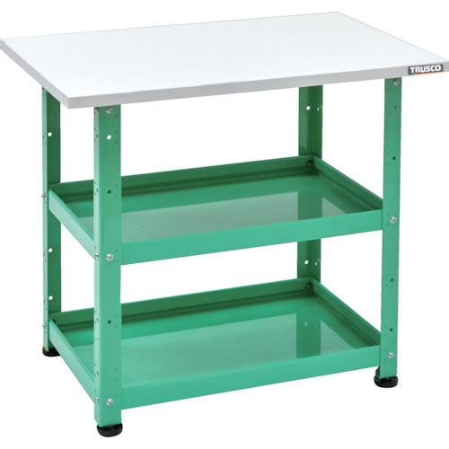ＴＲＵＳＣＯ　小型ボルト式棚　バーディワゴンラック型　６００Ｘ４００　天板付　ヤンググリーン＿