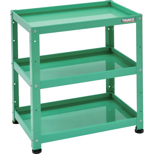 ＴＲＵＳＣＯ　小型ボルト式棚　バーディワゴンラック型　６００Ｘ４００　３段　ヤンググリーン＿