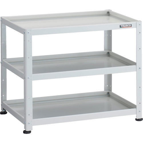 ＴＲＵＳＣＯ　小型ボルト式棚　バーディワゴンラック型　７５０Ｘ５００　３段　ホワイト＿