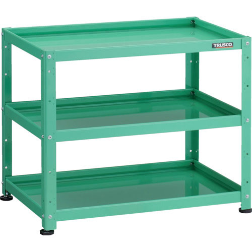 ＴＲＵＳＣＯ　小型ボルト式棚　バーディワゴンラック型　７５０Ｘ５００　３段　ヤンググリーン＿