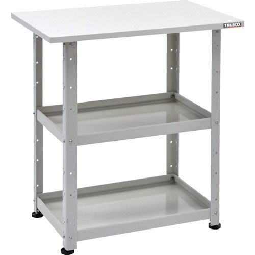 ＴＲＵＳＣＯ　小型ボルト式棚　バーディワゴンラック型　６００Ｘ４００　天板付　ホワイト＿