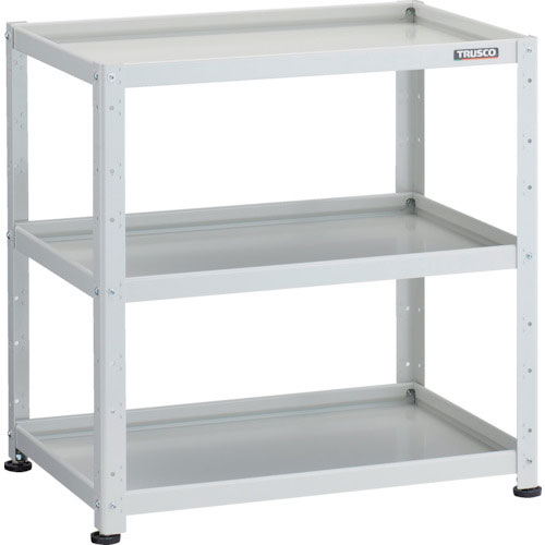 ＴＲＵＳＣＯ　小型ボルト式棚　バーディワゴンラック型　７５０Ｘ５００　３段　ホワイト＿