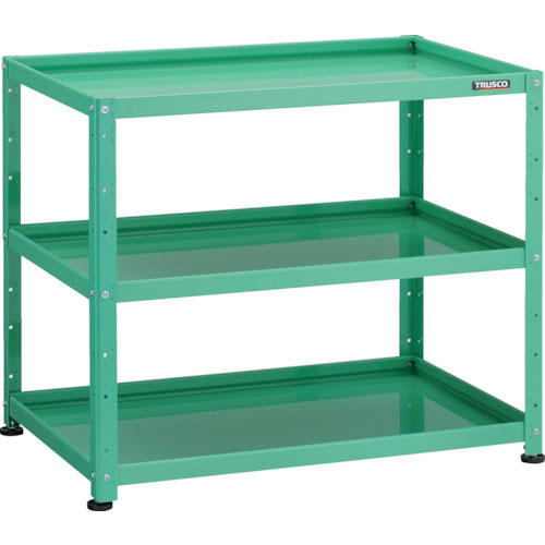 ＴＲＵＳＣＯ　小型ボルト式棚　バーディワゴンラック型　９００Ｘ６００　３段　ヤンググリーン＿
