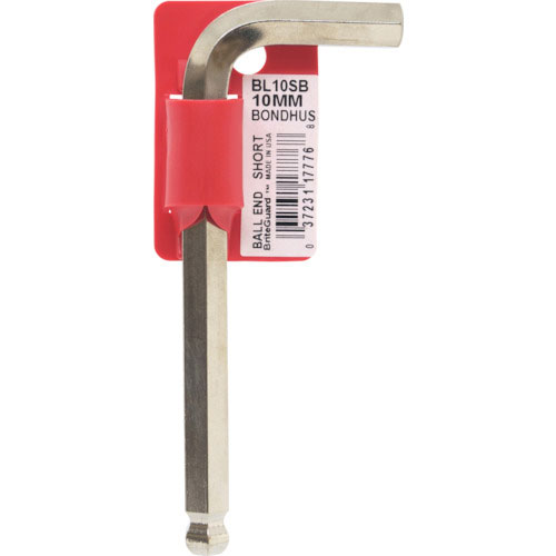 ボンダス　六角棒レンチ　ボールポイント・Ｌ－レンチ　ショート　めっき　対辺１０ｍｍ　首下寸法３９ｍｍ＿