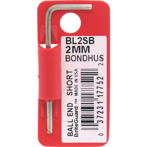 ボンダス　六角棒レンチ　ボールポイント・Ｌ－レンチ　ショート　めっき　対辺２ｍｍ　首下寸法１６ｍｍ　＿