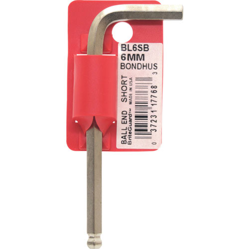 ボンダス　六角棒レンチ　ボールポイント・Ｌ－レンチ　ショート　めっき　対辺６ｍｍ　首下寸法３１ｍｍ　＿