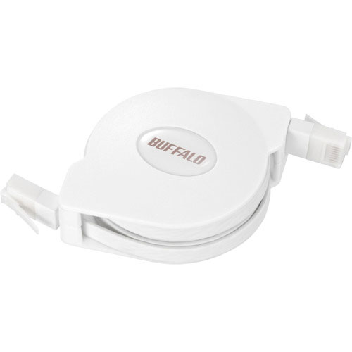 バッファロー　ツメの折れないＣａｔ６　ＬＡＮケーブル　巻取式　２．５ｍ　ホワイト＿