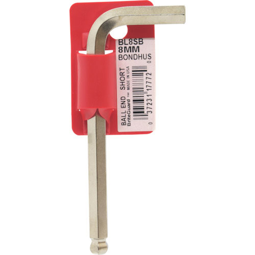 ボンダス　六角棒レンチ　ボールポイント・Ｌ－レンチ　ショート　めっき　対辺８ｍｍ　首下寸法３５ｍｍ　＿