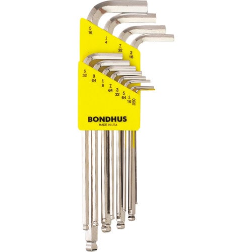 ボンダス　ボールポイント　Ｌ－レンチ　めっき　インチ　セット１２本組（０．０５０－５／１６）＿