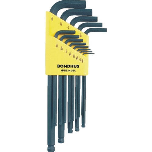 ボンダス　ボールポイント・Ｌ－レンチ　ロング　インチ　セット１３本組（０．０５０－３／８）＿