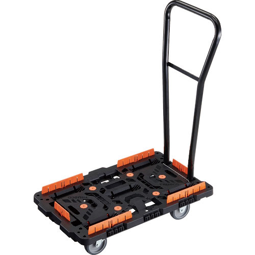 ＴＲＵＳＣＯ　連結式樹脂製平台車　ビートル　７００Ｘ４５０　自在３輪　脱着式ハンドル付　柵付＿