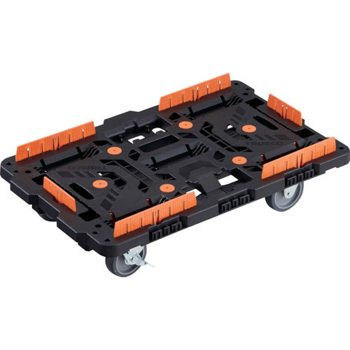 ＴＲＵＳＣＯ　連結式樹脂製平台車　ビートル　７００Ｘ４５０　自在３輪　内２輪ストッパー付　柵付＿