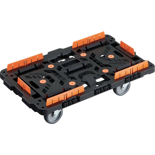 ＴＲＵＳＣＯ　連結式樹脂製平台車　ビートル　７００Ｘ４５０　自在５輪　柵付＿